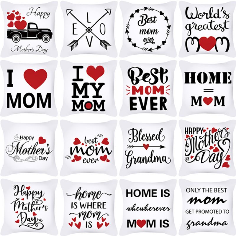 Mother's Day pillowcase, Nordic simple letter heart peach skin velvet sofa pillow cover, office cushion cross is selling well
