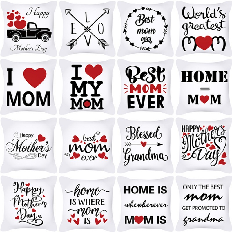 Mother's Day pillowcase, Nordic simple letter heart peach skin velvet sofa pillow cover, office cushion cross is selling well detail image 1