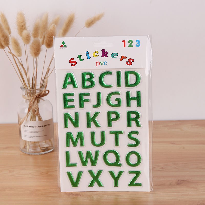 益智贴纸儿童自粘贴画金粉泡泡贴烫金数字字母ABA详情图5