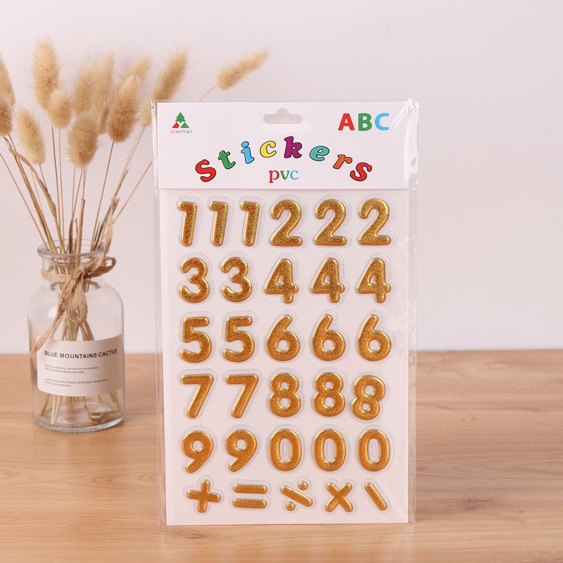 益智贴纸儿童自粘贴画金粉泡泡贴烫金数字字母ABA详情图6