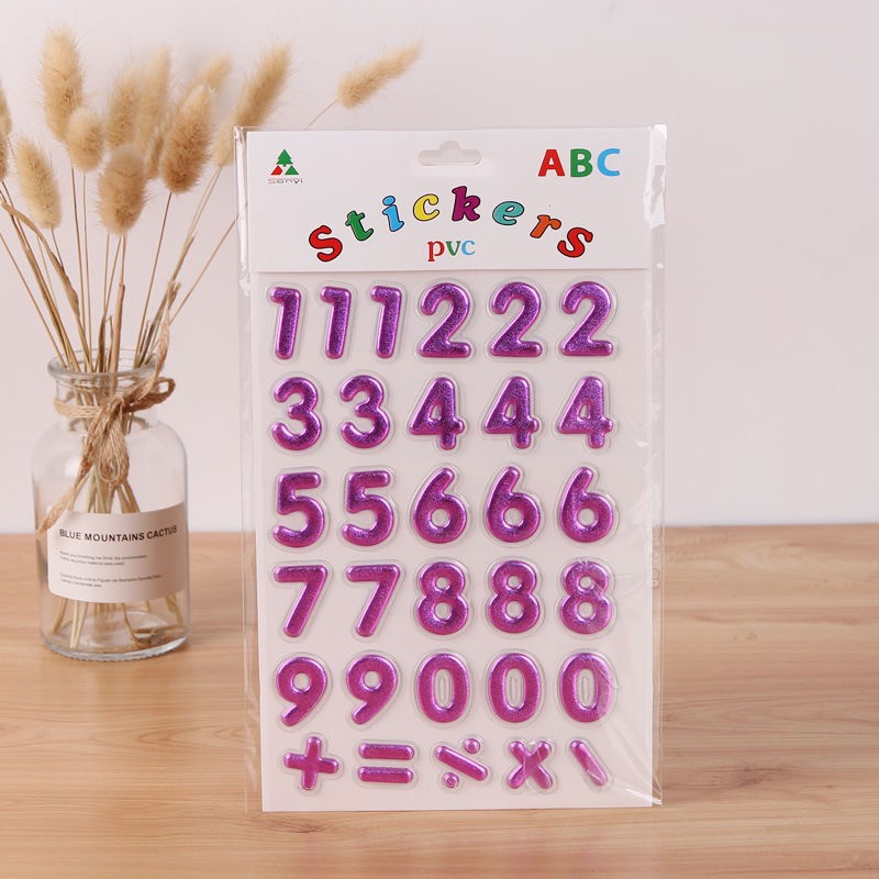 益智贴纸儿童自粘贴画金粉泡泡贴烫金数字字母ABA详情图8