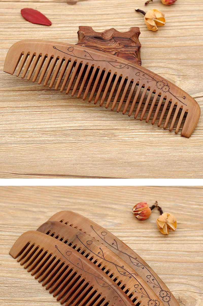 A large-sized monthly comb made of whole peach wood that won't harm hair is a must-have for daily use at home detail image 9