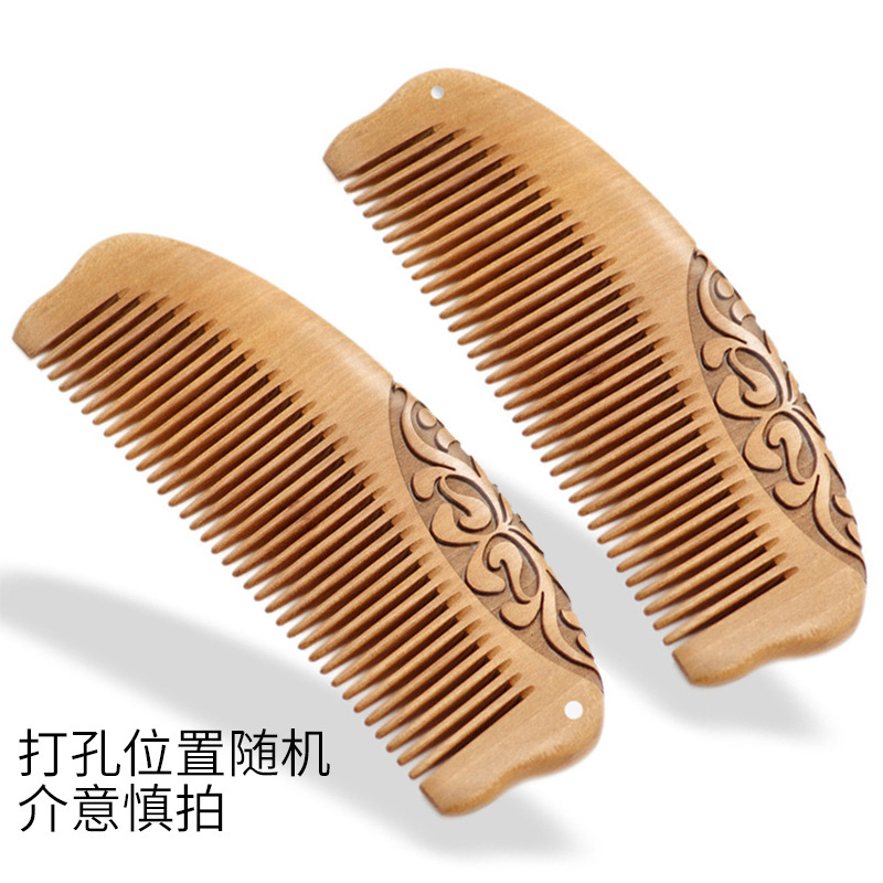 Wholesale and retail of natural wood and peach wood combs, essential home gift items 15-2, carved 15-3 detail image 5