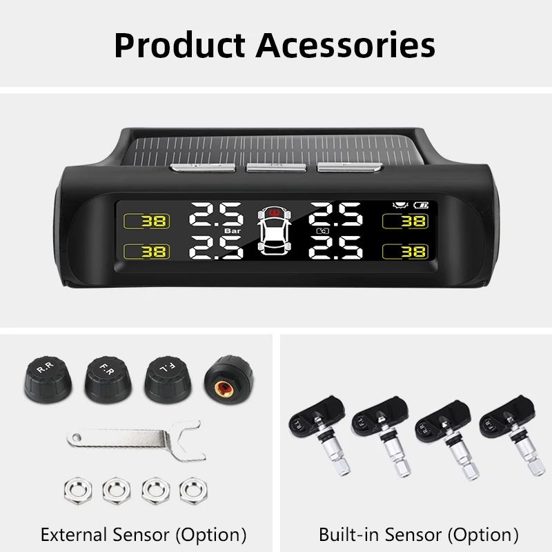 Solar wireless intelligent tire pressure monitor TPMS system tire pressure sensor thumbnail