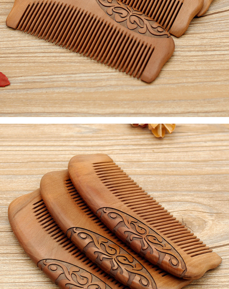 Wholesale and retail of natural wood and peach wood combs, essential home gift items 15-2, carved 15-3 detail image 9