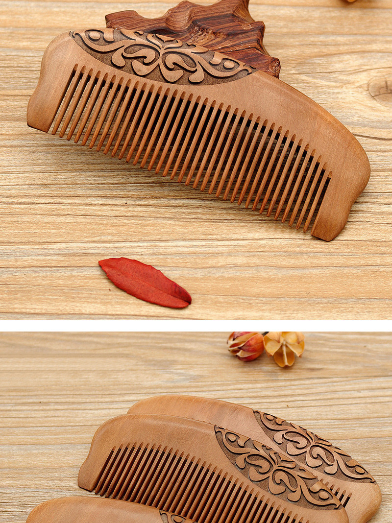 Wholesale and retail of natural wood and peach wood combs, essential home gift items 15-2, carved 15-3 detail image 7