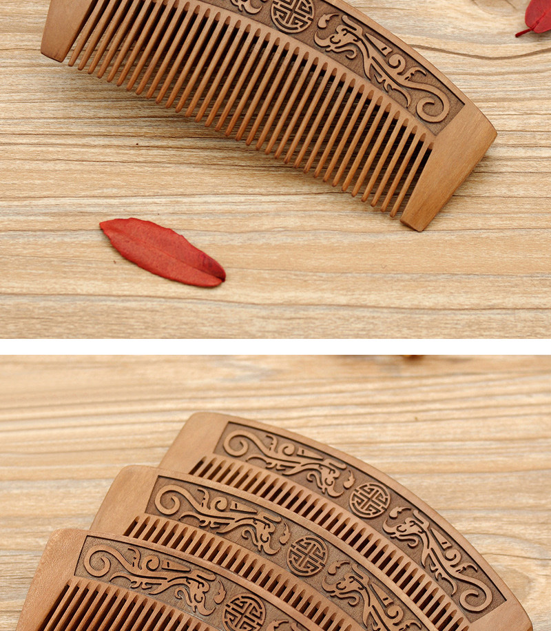 Wholesale and retail of natural wood and peach wood combs, essential home gift items 15-2, carved 15-3 detail image 12
