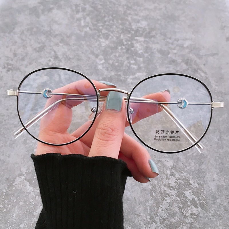2020 New alloy full-frame polygonal myopia glasses frame for men, metal Internet celebrity retro anti-blue light flat glasses for women detail image 5