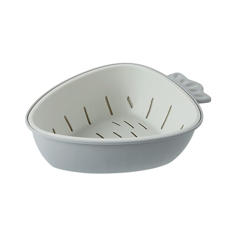 Simple two-color draining basket, kitchen fruit and vegetable draining basin, vegetable washing basket, household plastic radish double-layer draining basin Item Picture