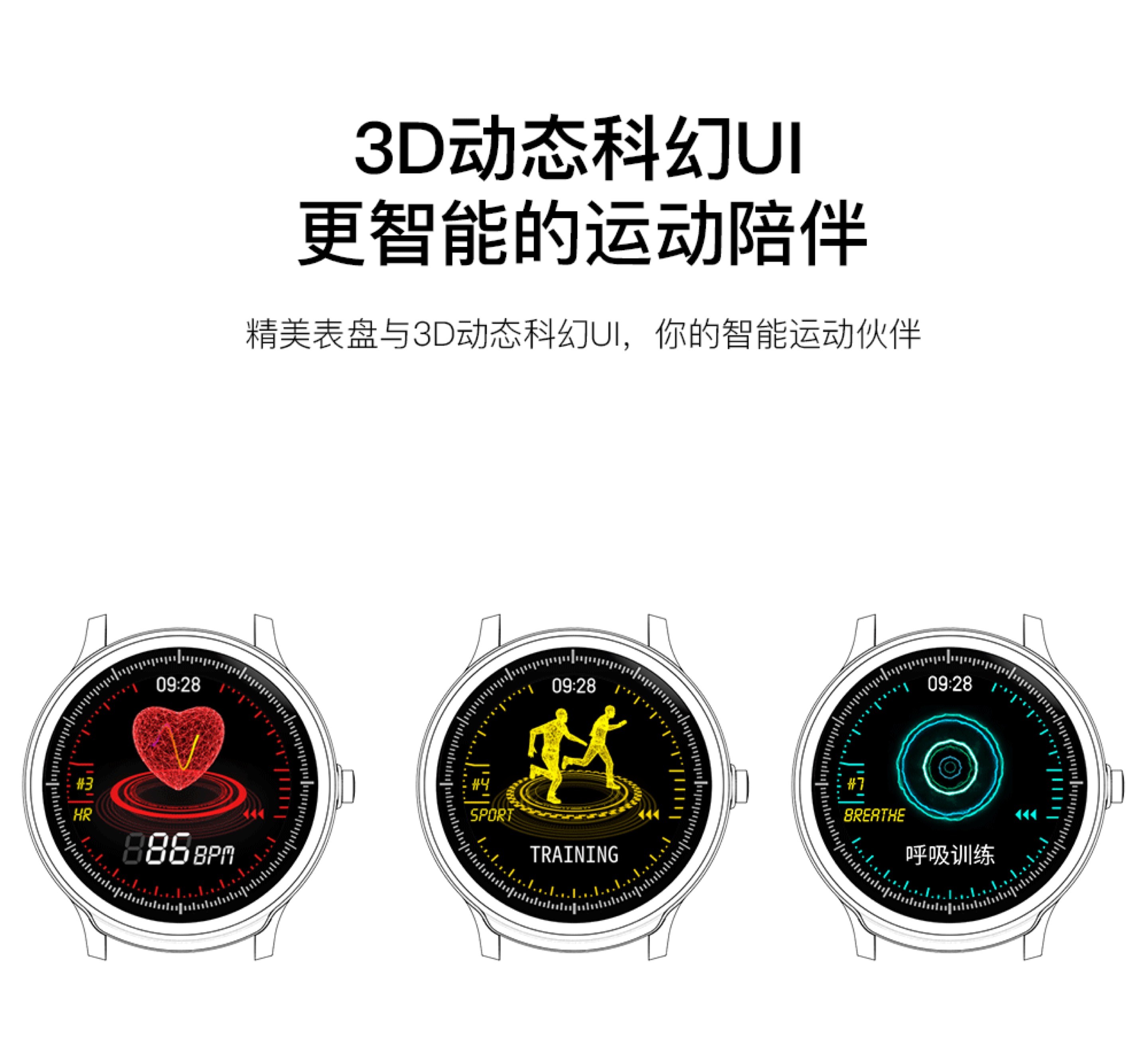 ZN122智能手环全圆全触动态心率血压监测长待机多运动来电提醒手表详情图6