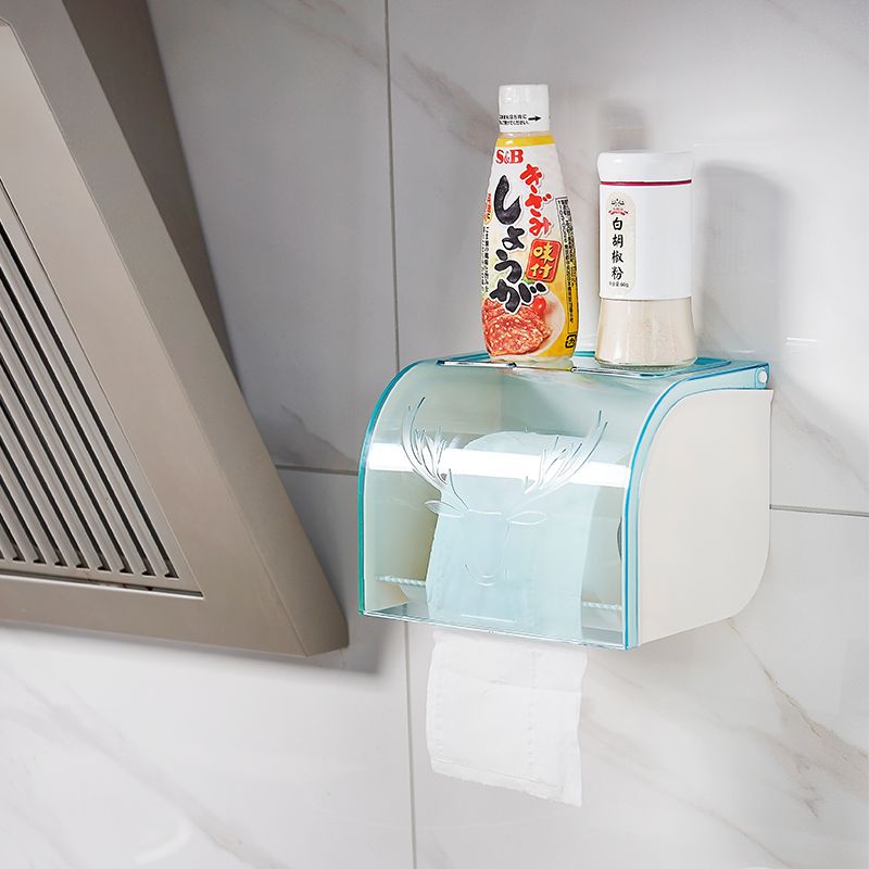 Solid large toilet paper roll box, wall-mounted tissue box, paper towel box, no need for drilling, coreless toilet paper roll rack Item Picture