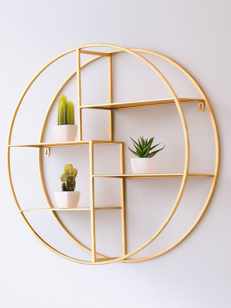 Nordic iron art wall shelving Wall hanging living room TV background wall decoration storage bookshelf Nail art display shelf full figure