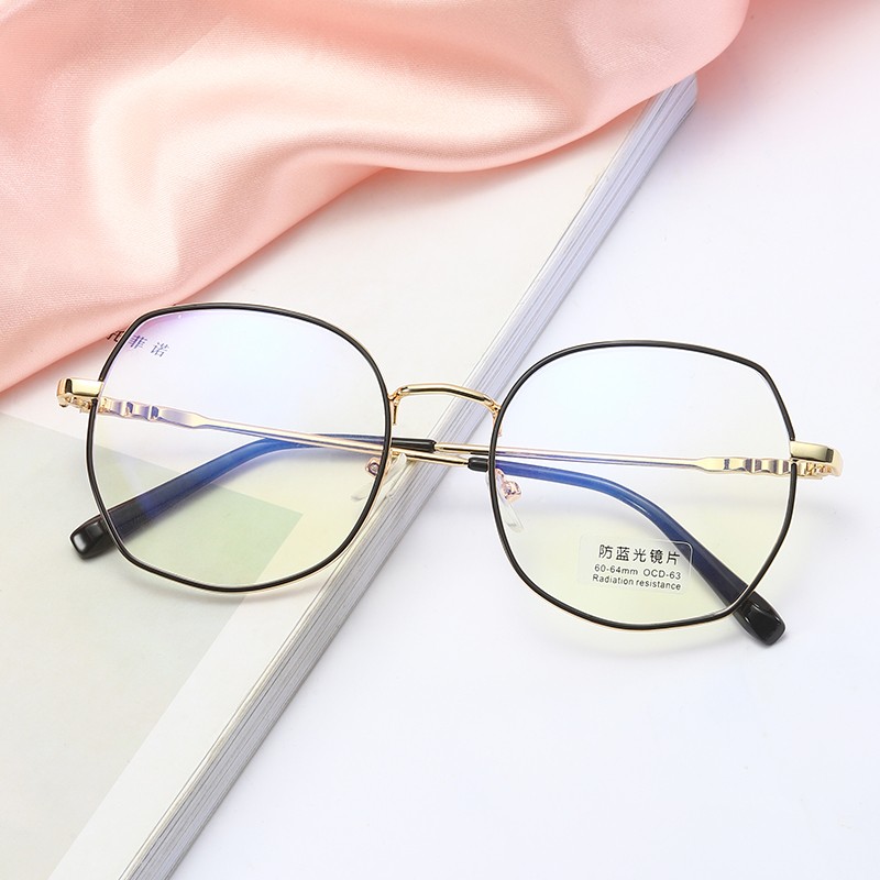 New retro anti-blue light glasses, computer glasses, metal frames, protective goggles, men's and women's myopia frames, matching glasses detail image 1