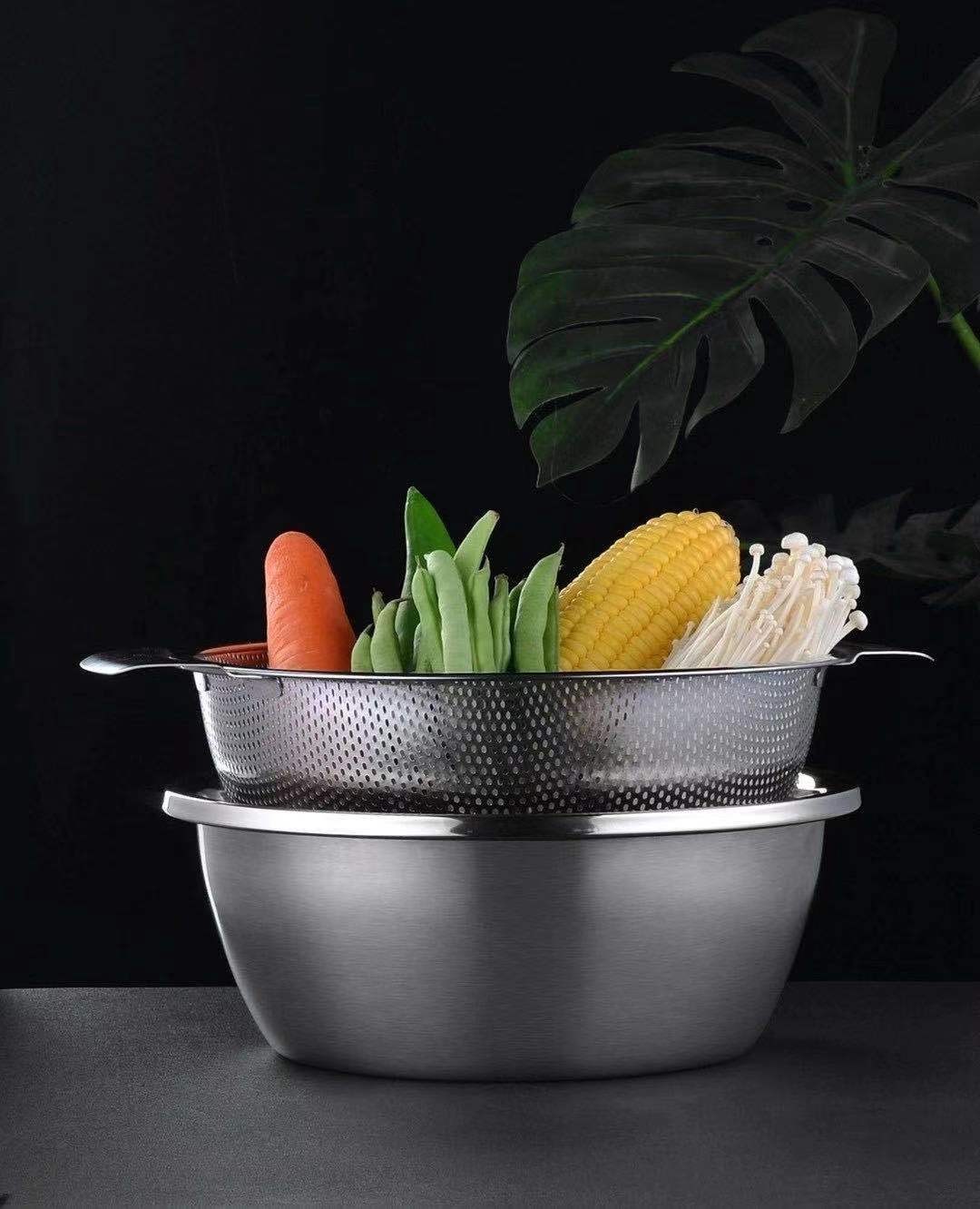 Stainless Steel Vegetable And Fruit Basket With Ear Thickening And Deepening Drainer Stainless Steel Drainer Basket undefined