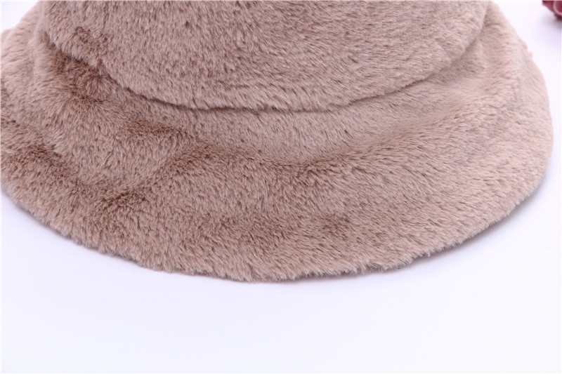 加厚兔毛渔夫帽秋冬保暖帽子女毛毛盆帽百搭女士帽子详情图4