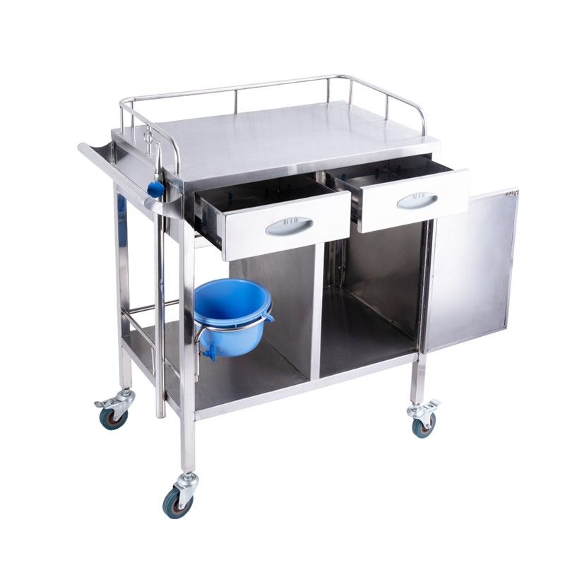 Hospital stainless steel thickened wheelbarrow to disinfect multi-layer shelf mobile care multi-function vehicle mute wheel Specification drawing