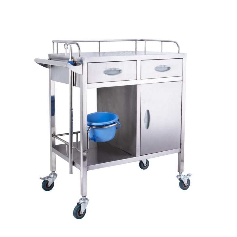 Hospital stainless steel thickened wheelbarrow to disinfect multi-layer shelf mobile care multi-function vehicle mute wheel details Picture