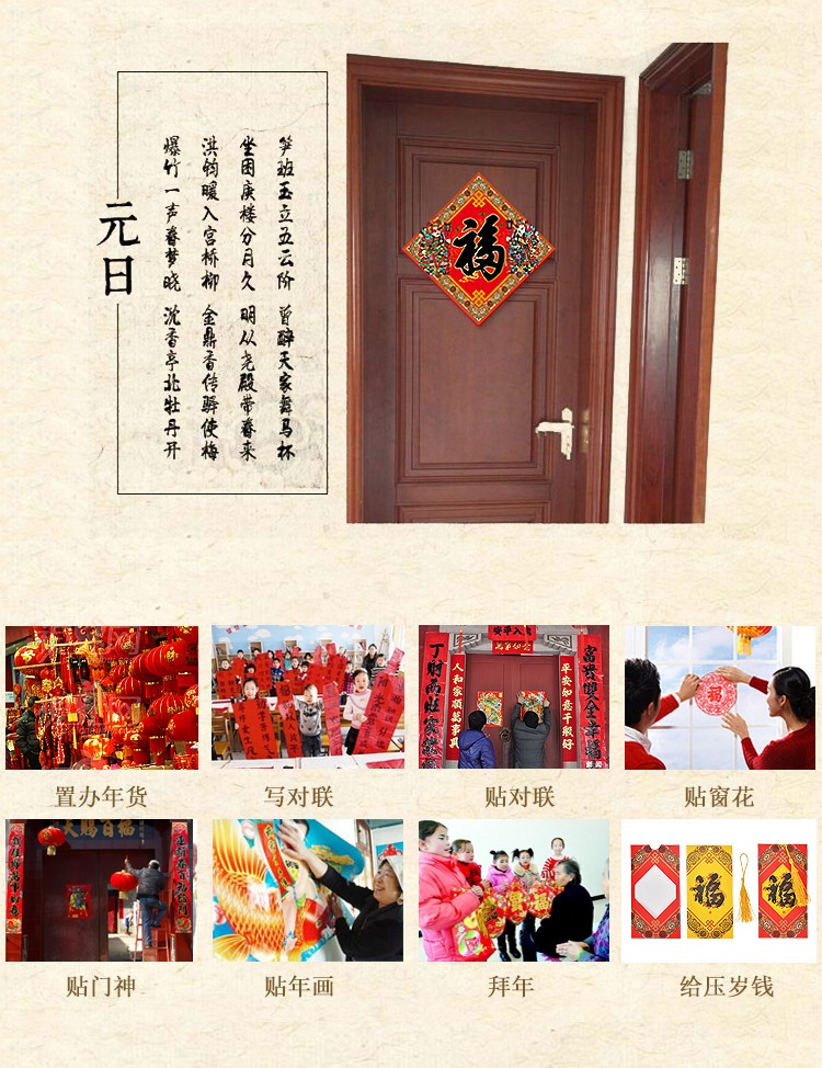 The "Five Blessings" New Year Couplet gift package and festive items detail image 11