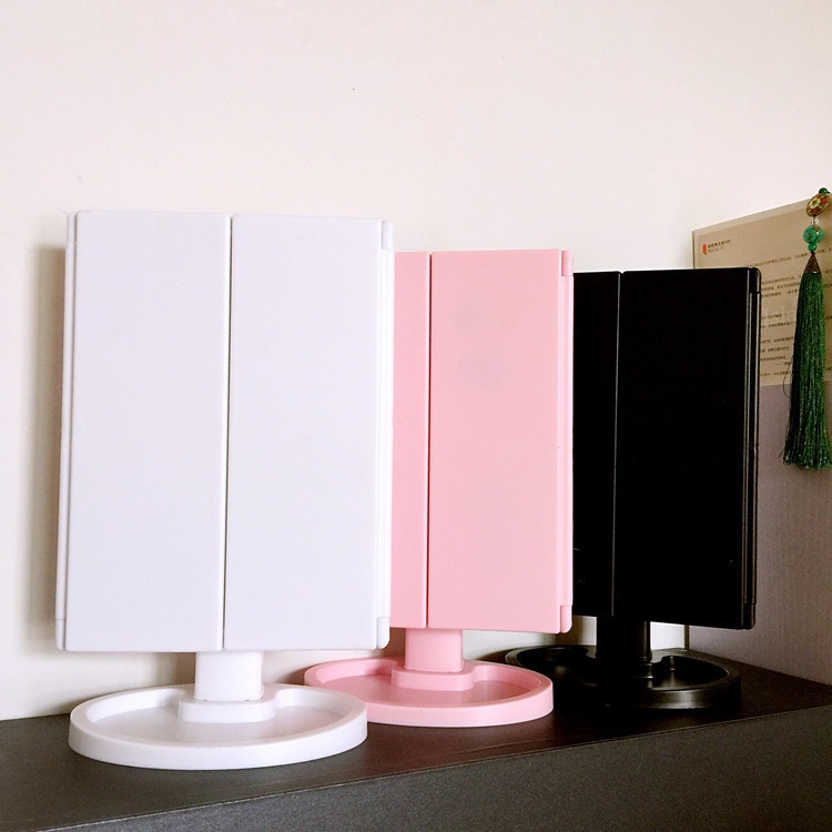 LED台式USB三折叠调光三开门化妆镜