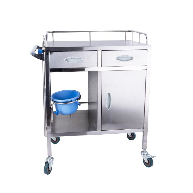 Hospital stainless steel thickened wheelbarrow to disinfect multi-layer shelf mobile care multi-function vehicle mute wheel full figure
