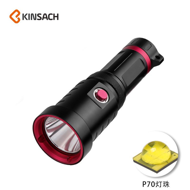 Outdoor Exploration XHP70 White Light underwater rechargeable Strong Light Cave Diving 26650 high-powered diving flashlight