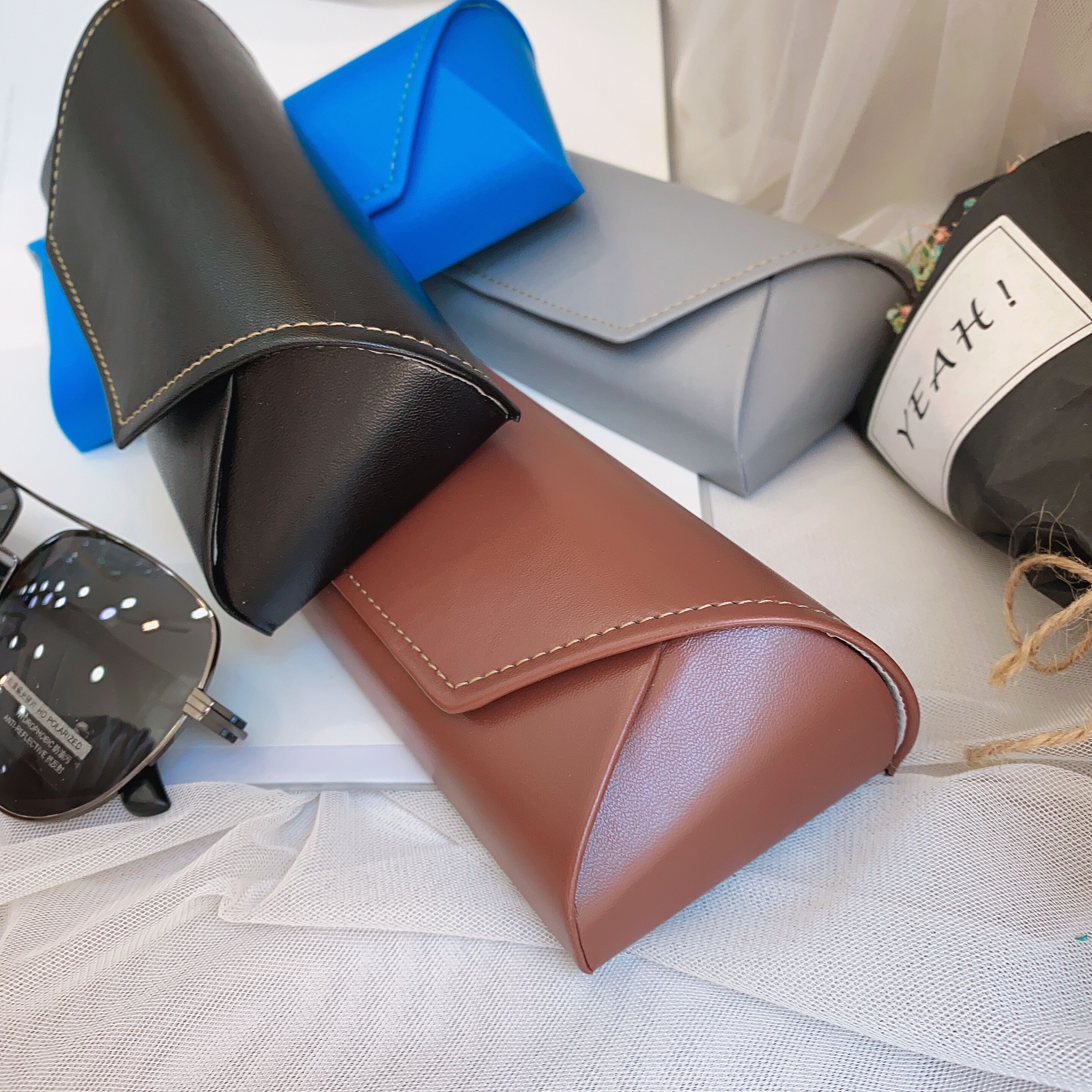 眼镜盒批发 高档时尚大气近视手工眼镜盒 纯手工太阳镜盒白底实物图