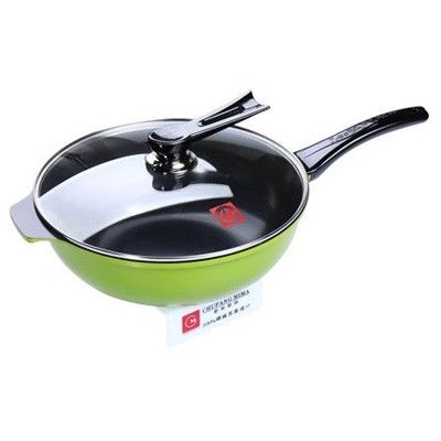 Red and green ceramic double-handled wok 32cm (lid not included, color available) details Picture