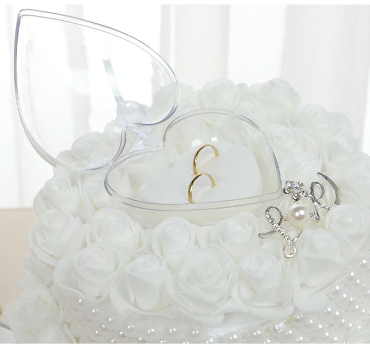 Wholesale wedding ring pillows, wedding supplies, couple rose and pearl ring boxes, bride's ring storage props detail image 4