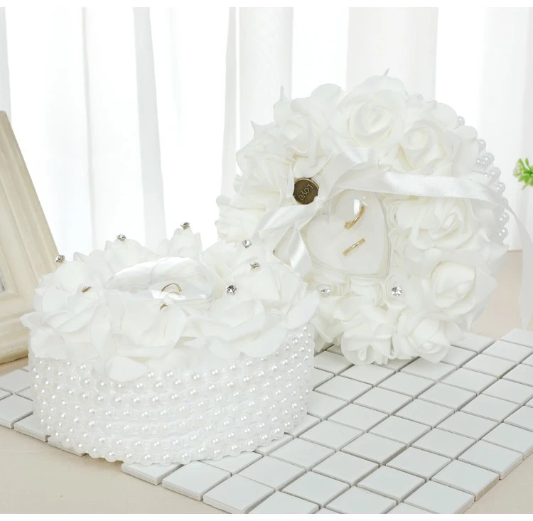 Wholesale wedding ring pillows, wedding supplies, couple rose and pearl ring boxes, bride's ring storage props detail image 7