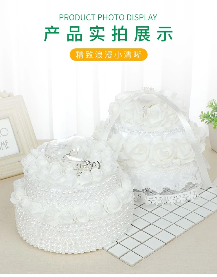 Wholesale wedding ring pillows, wedding supplies, couple rose and pearl ring boxes, bride's ring storage props detail image 14
