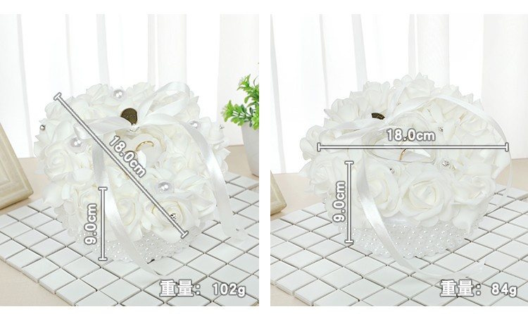 Wholesale wedding ring pillows, wedding supplies, couple rose and pearl ring boxes, bride's ring storage props detail image 2