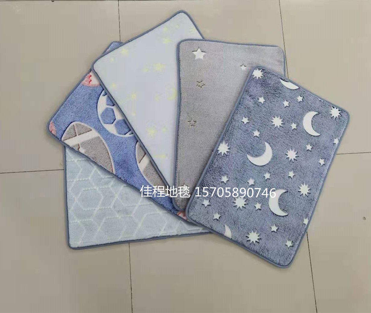 New combination floor mat, night fluorescent toilet combination floor mat, luminous anti-slip mat, new floor mat, shiny floor mat, 50*80cm series Specification drawing