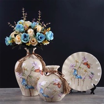 Chinagoods Ceramic Vase酒店摆件柜台摆件家居摆件玄关摆件电视柜摆件花瓶三件套摆件爆款热卖