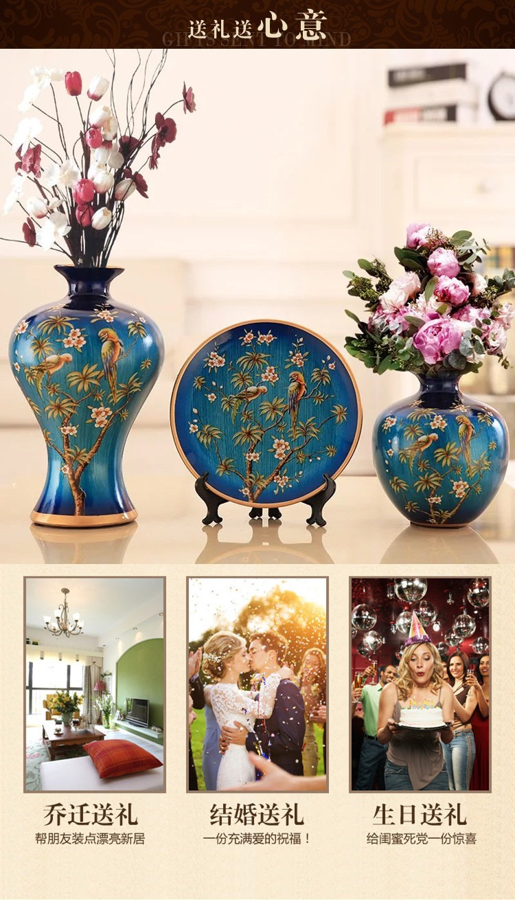 Yiwu Small Commodities City Hotel Home entrance TV cabinet, wine cabinet, elegant, fashionable and generous ceramic craftsmanship three-piece set Specification image