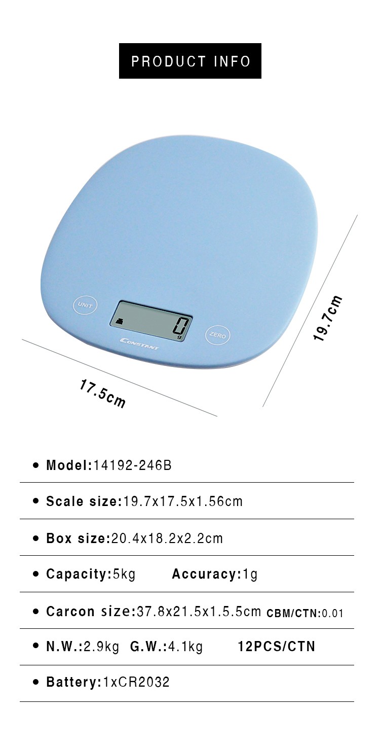 [Cosntant-246B] Manufacturer wholesale household electronic kitchen scales, plain color and simple style electronic baking scales, high-quality electronic scales detail image 1