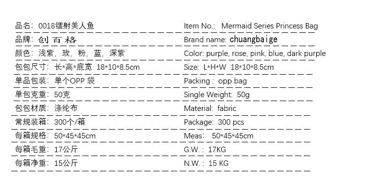 可开增票 外贸热款镭射绣花王子包炫色七彩化妆包卡通皇冠手提包详情图2