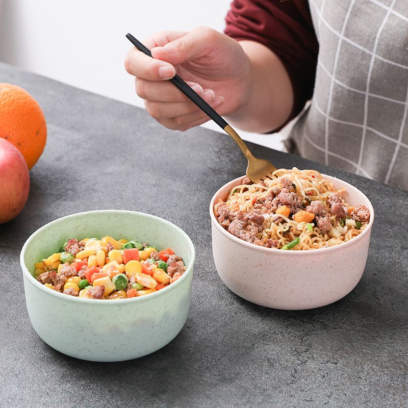 小麦秸秆碗塑料家用汤面米饭汤碗餐具儿童碗餐具日用品圆形塑料碗细节图