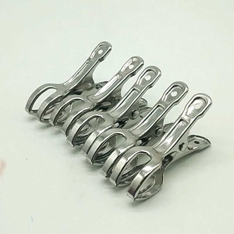 袋装5pcs大夹子不锈钢晾衣服晒被子夹衣服夹子大号固定晾衣防风夹衣架家用细节图