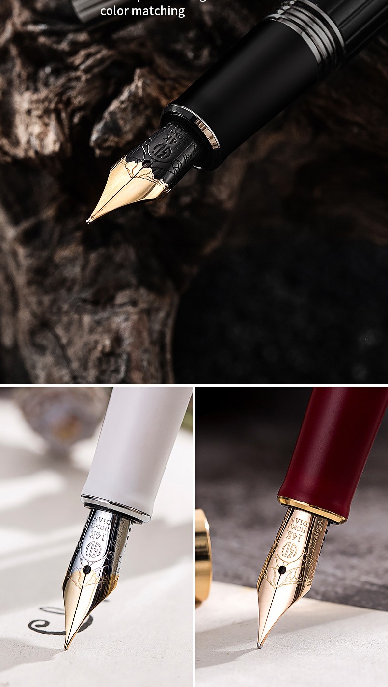 14K钢笔金笔珠穆朗玛峰限定金尖练字男士女生复古黄金笔尖明尖详情图8