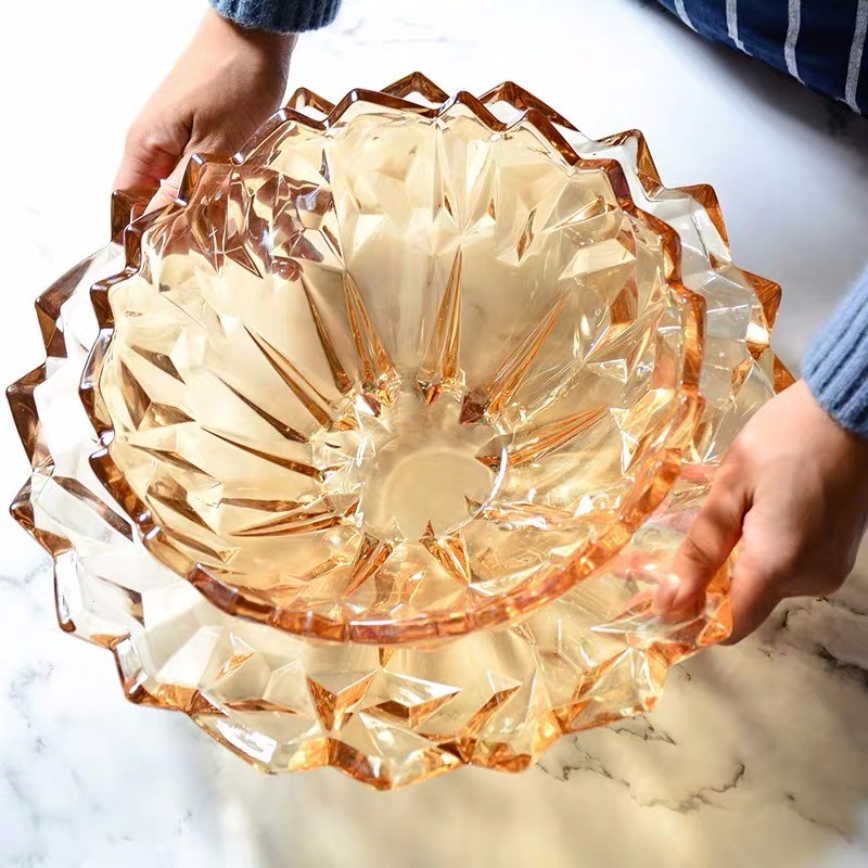 Creative Nordic crystal glass fruit platter, home living room coffee table, large fruit bowl candy, modern light luxury detail image 5