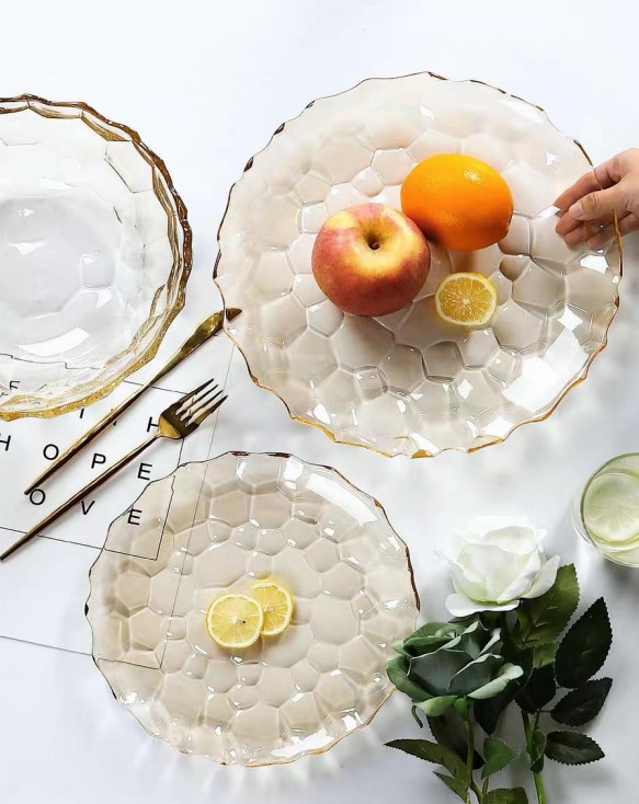 Transparent fruit plate, Nordic-style living room, modern and simple crystal glass bowl, coffee table, creative household candy basin detail image 2