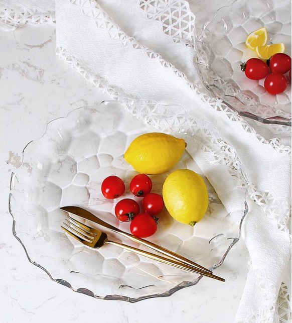 Transparent fruit plate, Nordic-style living room, modern and simple crystal glass bowl, coffee table, creative household candy basin detail image 1