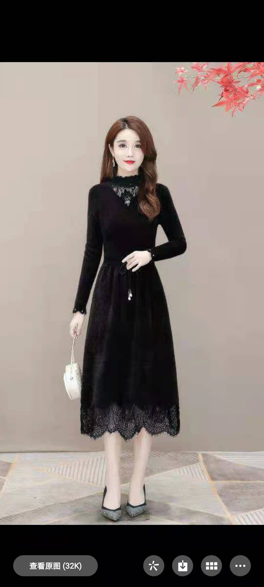 Mink fleece flower-trimmed dress