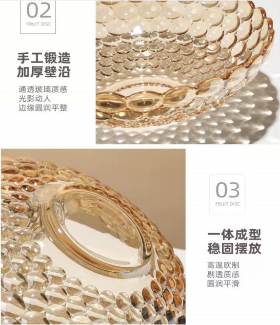 Fruit plate, Nordic-style living room, modern and simple crystal glass bowl, coffee table, creative household candy basin detail image 4