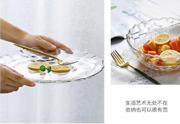 Transparent fruit plate, Nordic-style living room, modern and simple crystal glass bowl, coffee table, creative household candy basin detail image 4