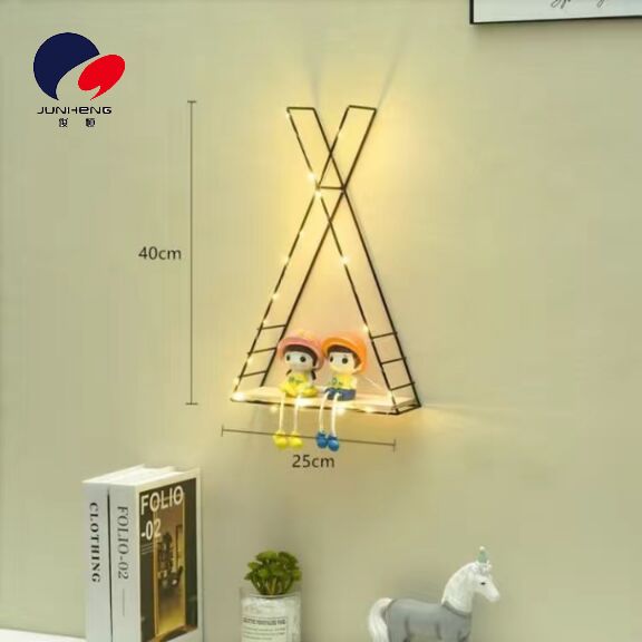 Nordic ironwork dining room, living room, wall-mounted triangular decorative shelves, children's room, creative wall-mounted A809