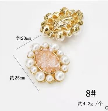 DIY handmade jewelry accessories Alloy pearl loose diamond round plate flower pendant earrings (100ps/ pack) detail image 1