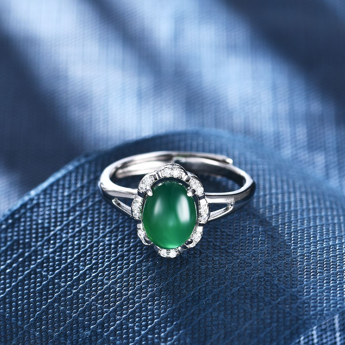 Anton Head Wolf 925 Sterling Silver Green Chalcedony Ring 1076# Free shipping starting from one piece