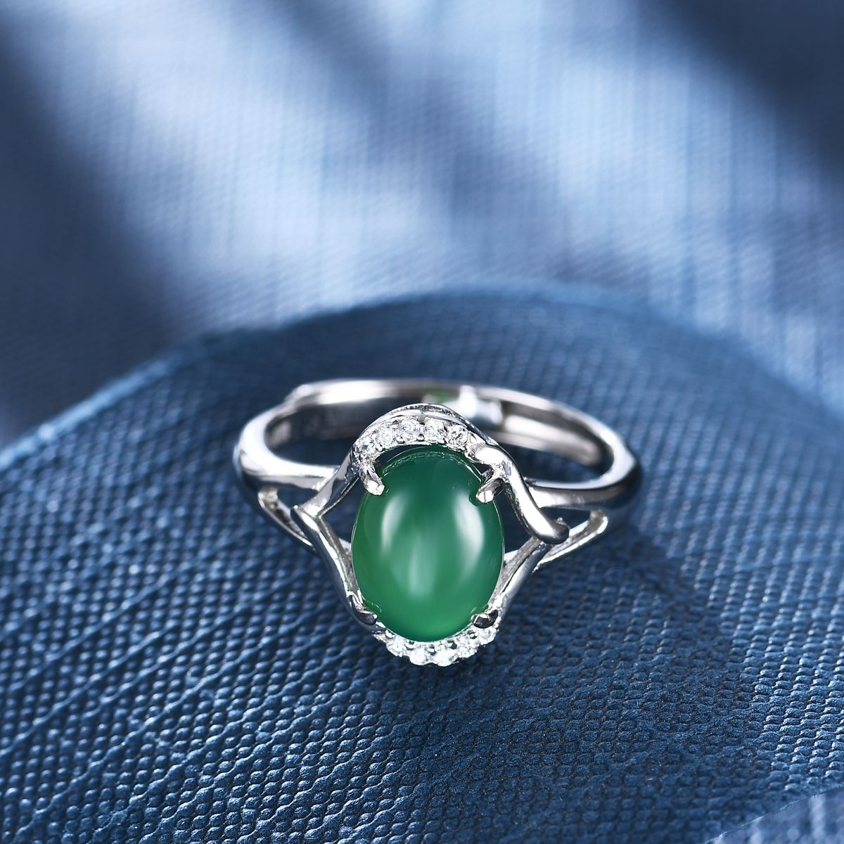 Anton Head Wolf 925 Sterling Silver Green Chalcedony Ring 1074# Free shipping starting from one piece