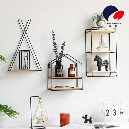 Nordic ironwork dining room, living room, wall-mounted triangular decorative shelves, children's room, creative wall-mounted A809 Specification image
